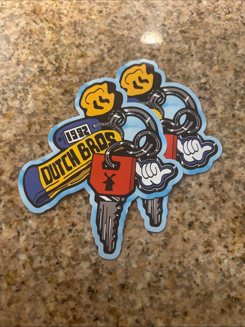 Dutch Bros Blue & Yellow Keychain Sticker Set